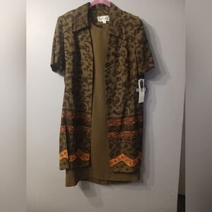 Final $8 Studio 1 /2 Pc. Jacket/ Dress Set. Sz. 12 Brown With Orange Floral.